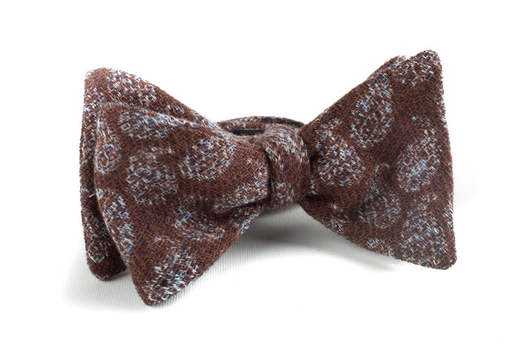 Self tie Wool Paisley - Brown/Grey