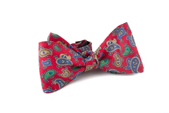 Self tie Silk Paisley - Red/Navy Blue/Green/Yellow