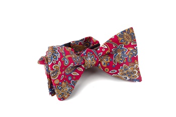 Self tie Silk Paisley - Burgundy/Blue/Orange