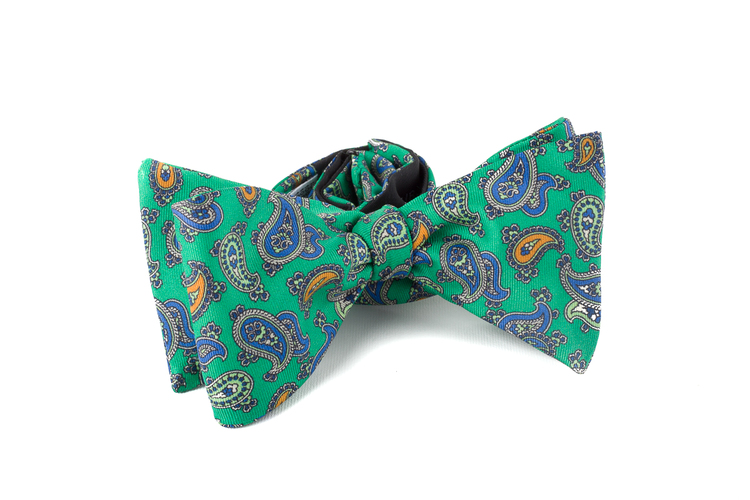 Self tie Silk Paisley - Green/Blue/Orange
