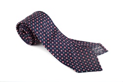 Floral Silk Grenadine Tie - Untipped - Navy Blue/Red/White