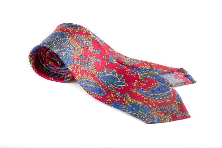 Printed Paisley Untipped - Red/Mid Blue/Beige