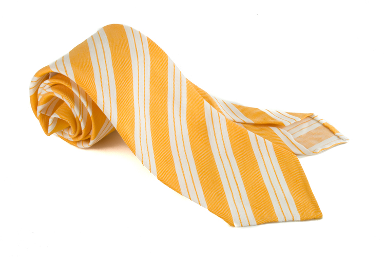 Linen Silk Regimental Untipped - Orange/White