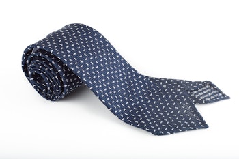 Micro Silk Grenadine Tie - Untipped - Navy Blue/White