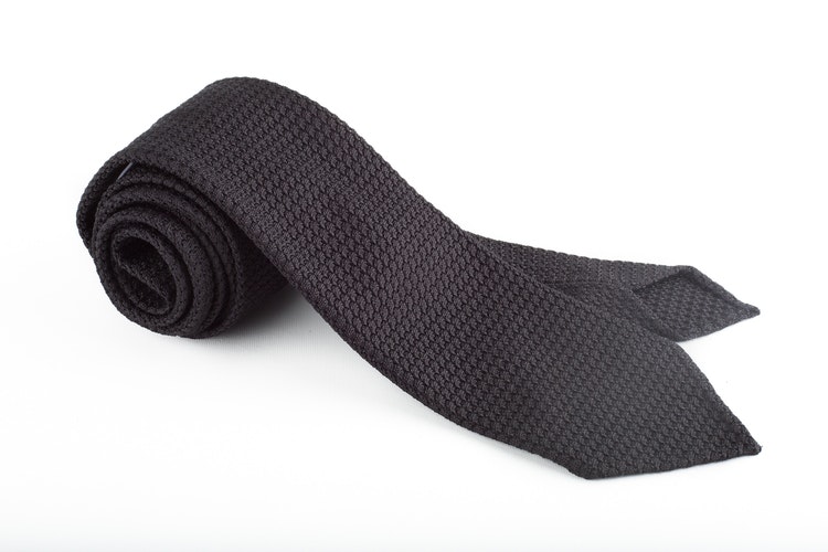 Solid Silk Grenadine Grossa Tie - Untipped - Black