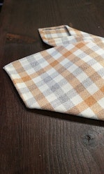 Plaid Wool Untipped Tie - Creme/Grey/Orange