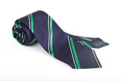 Regimental Silk Grenadine Tie - Untipped - Navy Blue/Green