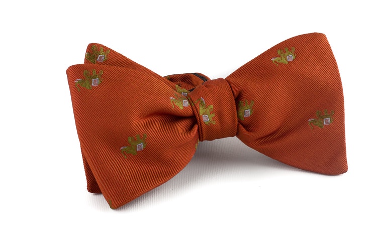 Self tie Silk Elephant - Orange/Green