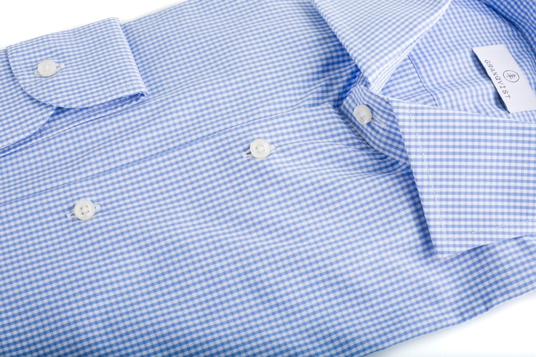 Small Check Poplin Shirt - Light Blue/White