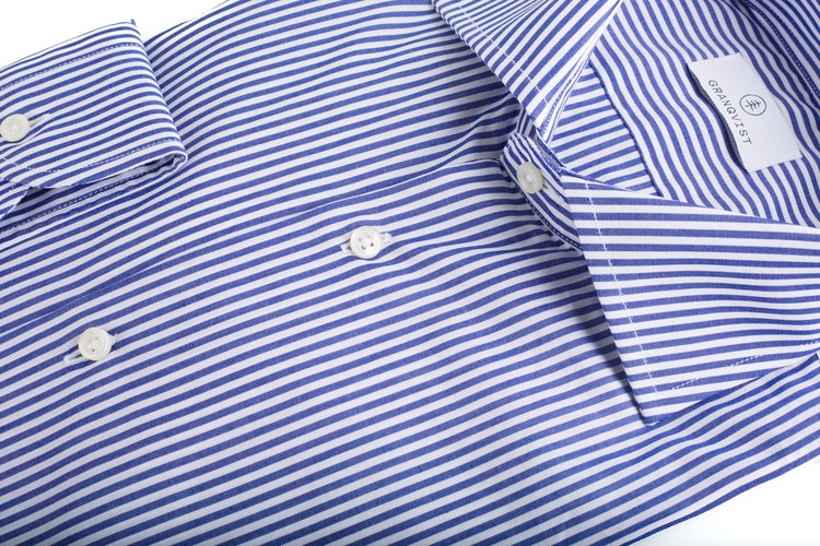 Bengal Stripe Twill Shirt - Navy Blue/White
