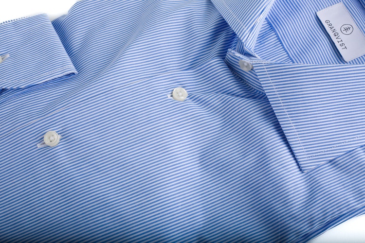 Bengal Stripe Poplin Shirt - Mid Blue/White