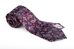 Silk Paisley Untipped - Navy Blue/Burgundy