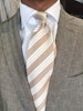 Regimental Linen Silk Tie - Untipped - Beige/White