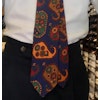 Paisley Printed Silk Tie - Untipped - Navy Blue/Red/Green/Yellow