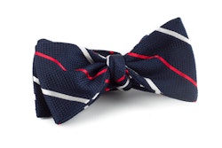Regimental Grenadine Bow Tie - Navy Blue/Red/White