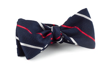 Regimental Grenadine Bow Tie - Navy Blue/Red/White