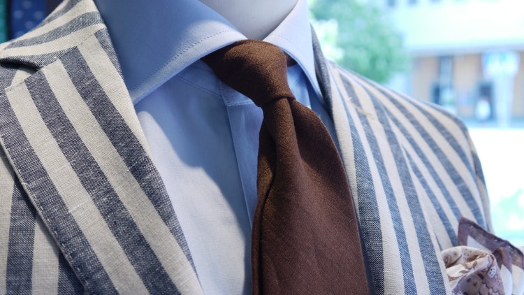 Solid Linen Tie - Brown