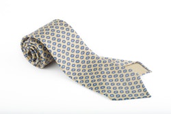 Diamond Printed Silk Tie - Untipped - Beige/Light Blue