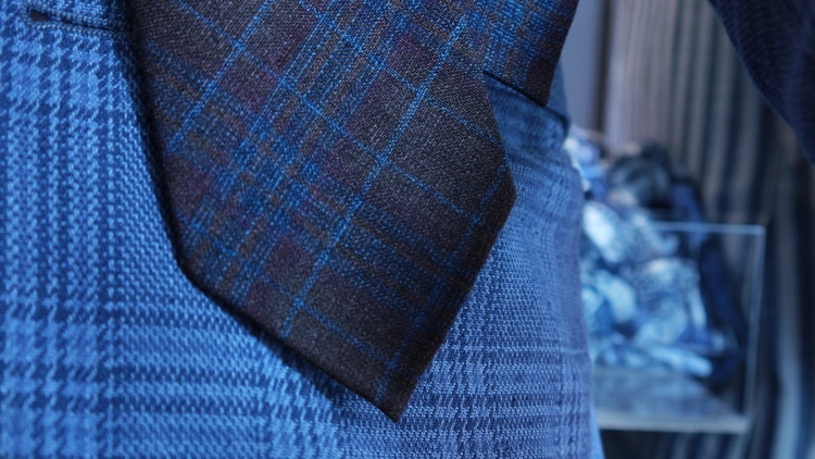Plaid Linen/Wool tie - Untipped - Brown/Rust/Blue
