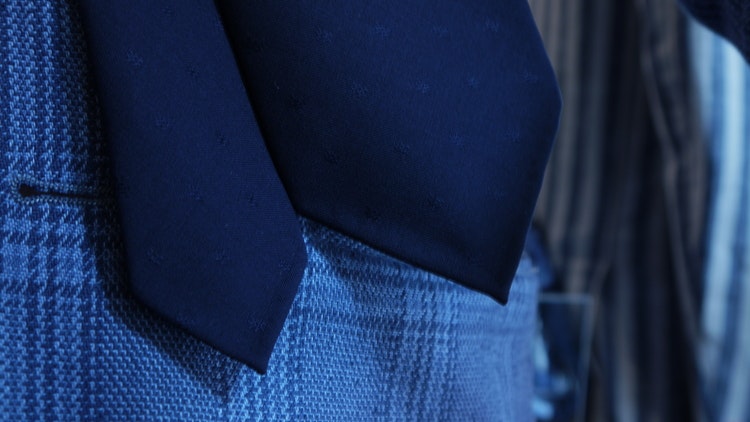 Floral Wool Untipped Tie - Navy Blue