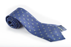 Floral Linen/Silk Tie - Untipped - Navy Blue/Green