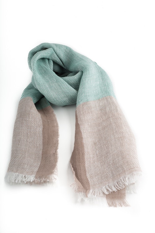 Scarf - Beige/Turquoise