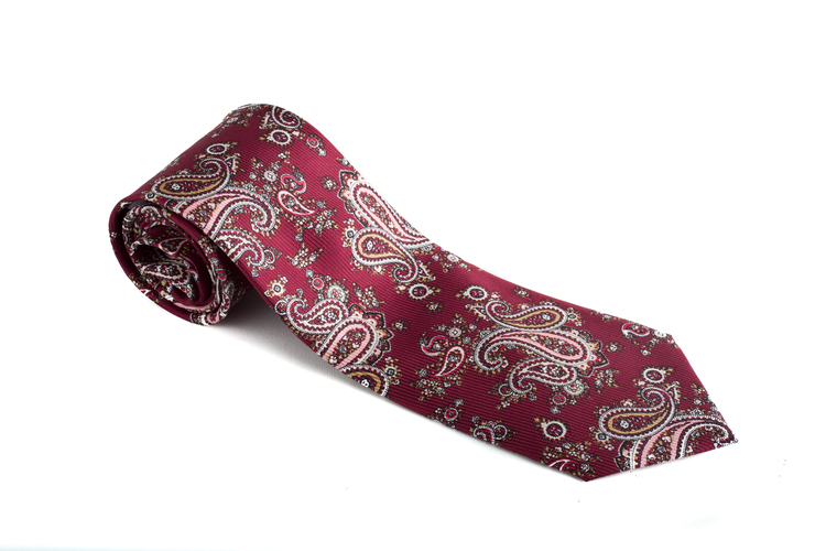 Paisley Vintage Silk Tie - Burgundy/Beige/Pink