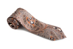 Paisley Vintage Silk Tie - Grey/Orange