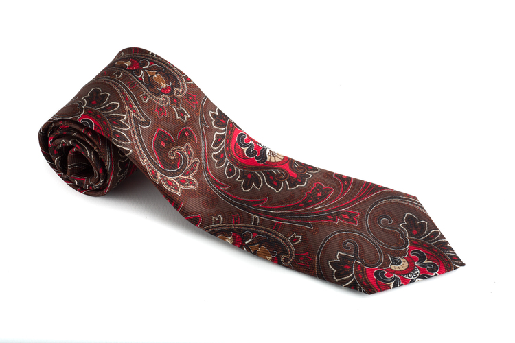 Paisley Vintage Silk Tie - Brown/Red