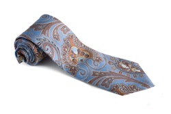 Paisley Vintage Silk Tie - Light Blue/Beige