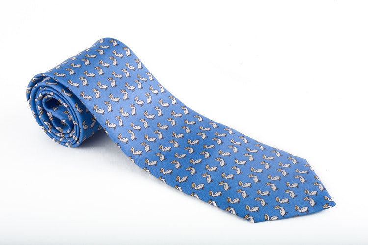 Uccello Vintage Silk Tie - Light Blue