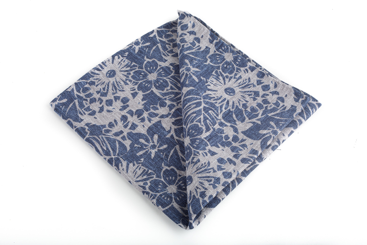 Silk/Cotton Floral - Navy Blue/Grey