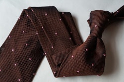 Polka Dot Silk Grenadine Tie - Untipped - Bronze/Pink