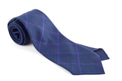 Plaid Wool Untipped Tie - Mid Blue/Purple