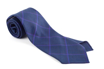 Plaid Wool Untipped Tie - Mid Blue/Purple