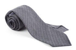Regimental Wool Untipped Tie - Grey/White