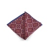Medallion/ZigZag Silk Pocket Square - Double - Burgundy/Beige/Navy Blue