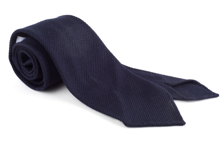 Solid Wool Grenadine Tie - Untipped - Navy Blue