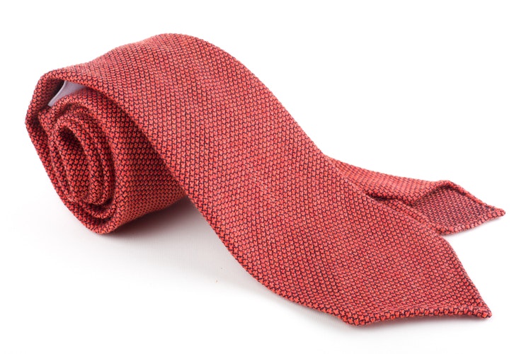 Solid Wool Shantung Grenadine Tie - Untipped - Orange