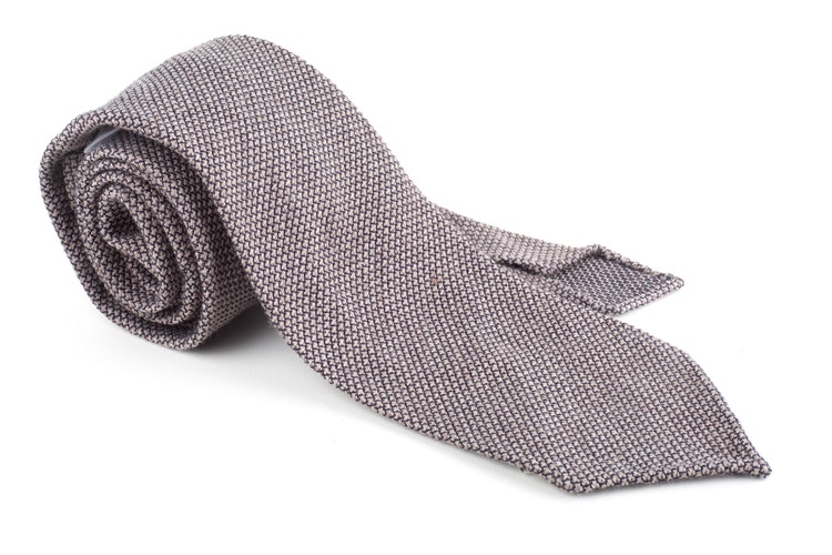 Solid Wool Shantung Grenadine Tie - Untipped - Light Grey
