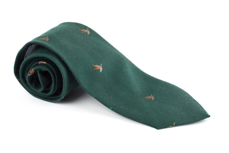 Cotton/Silk Animali Tie - Dark Green