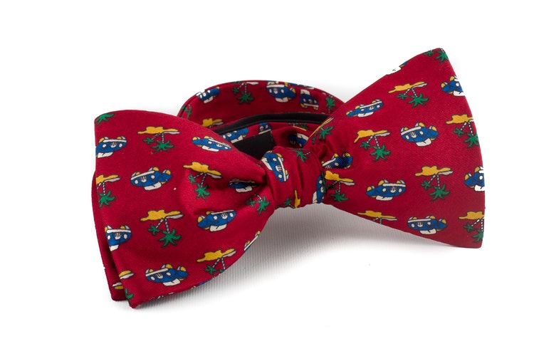 Auto Vintage Silk Bow Tie - Burgundy/Yellow/Navy Blue/Green