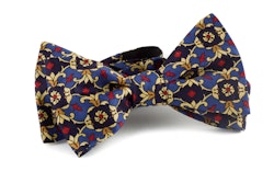 Medallion Vintage Silk Bow Tie - Navy Blue/Yellow/Light Blue/Red