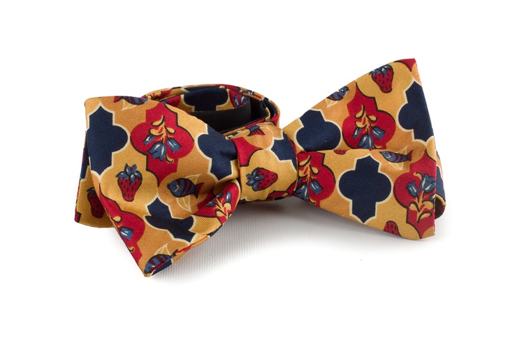 Floral Vintage Silk Bow Tie - Yellow/Navy Blue/Rust/Red