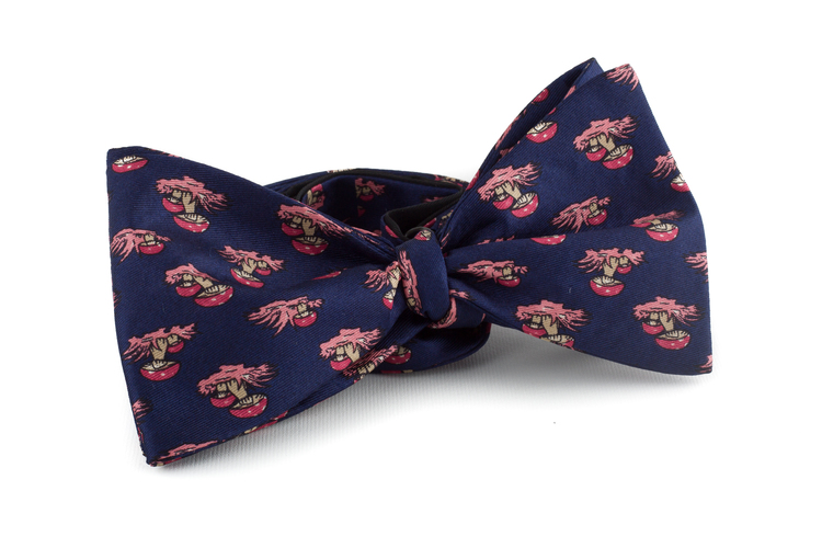 Fungo Vintage Silk Bow Tie - Navy Blue/Pink