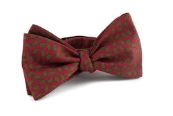 Paisley Vintage Silk Bow Tie - Red/Green