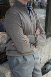 Half zip Merinoulltröja - Beige