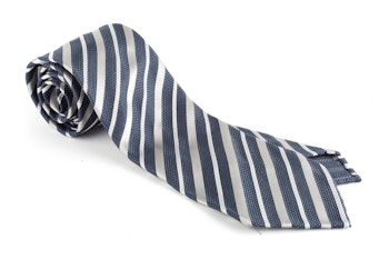 Regimental Silk Grenadine Tie - Untipped - Dark Grey/Light Grey