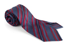 Regimental Silk Grenadine Tie - Untipped - Navy Blue/Red
