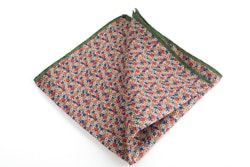 Floral Printed Silk Pocket Square - Green/Orange